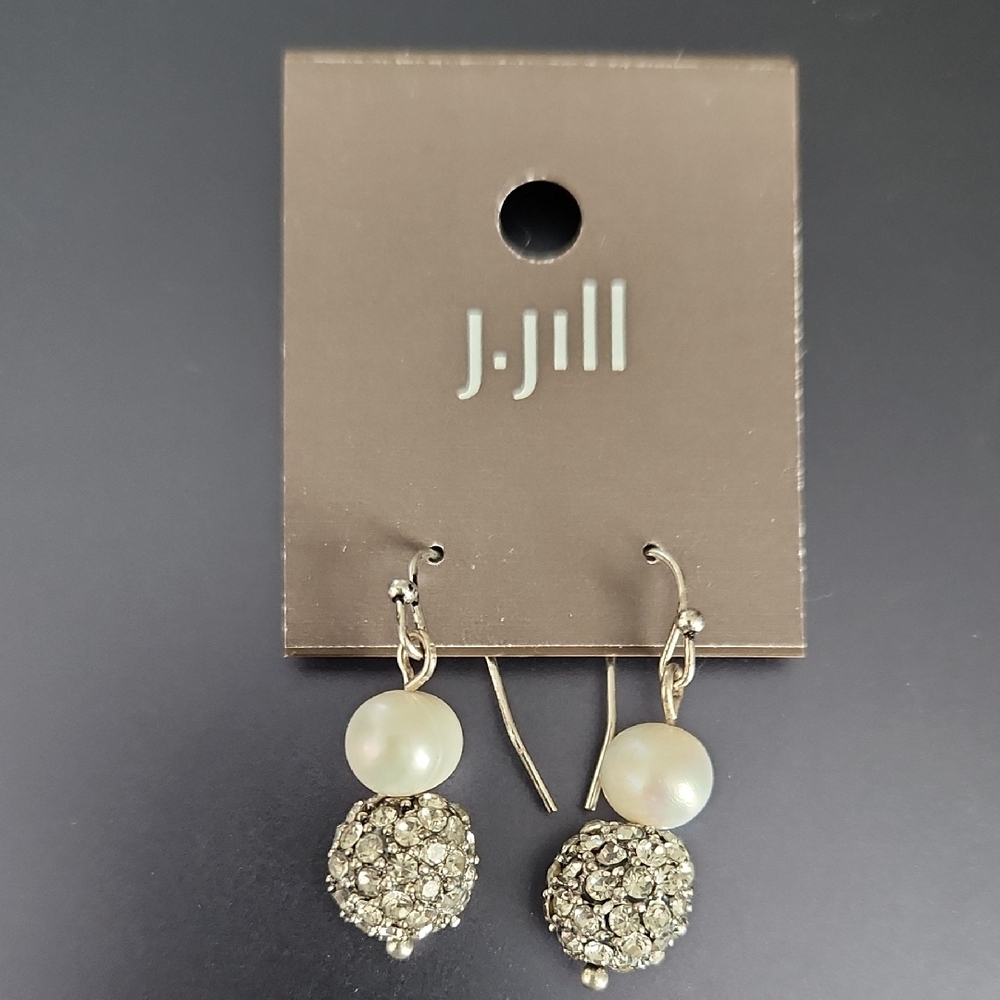 J. Jill Faux Pearl and Crystal Drop Earrings
